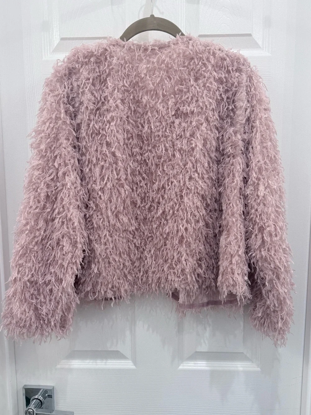 LC Lauren Conrad Plush Shaggy Open-Front Cardigan - Dusty Rose